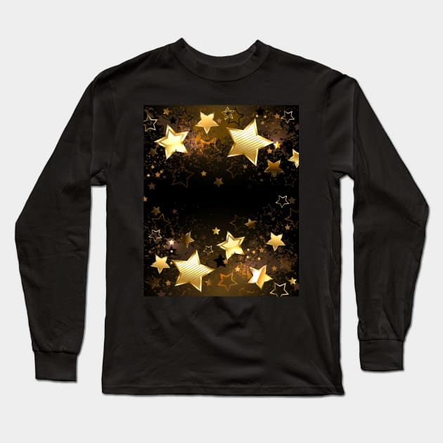 Background with golden stars Long Sleeve T-Shirt by Blackmoon9